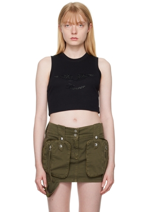 Blumarine Black Crystal-Cut Tank Top