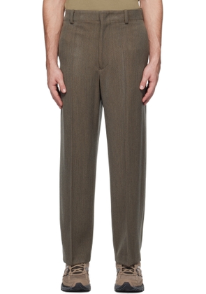 YLÈVE Brown Wool & Rayon Twill Trousers