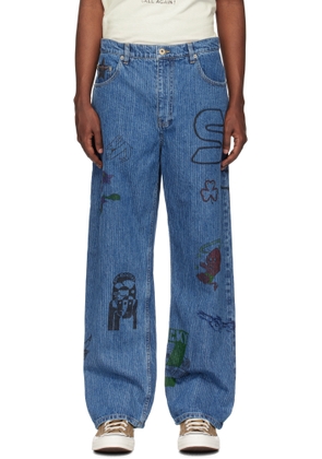 Small Talk Studio SSENSE Exclusive Blue Hand Drawn Jeans