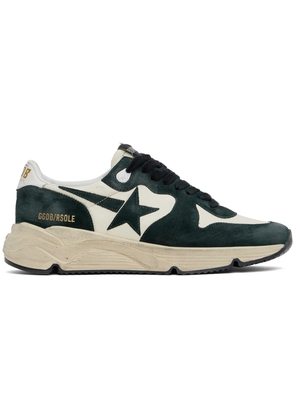 Golden Goose Green & White Running Sole Sneakers