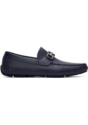 Ferragamo Navy Gancini Ornament Driver Loafers