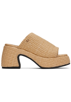 GANNI Tan Butterfly Platform Raffia Heeled Sandals