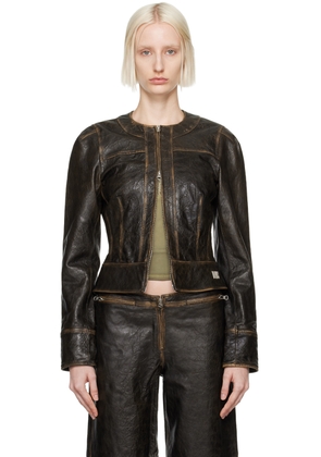 KNWLS Brown SLK Leather Jacket