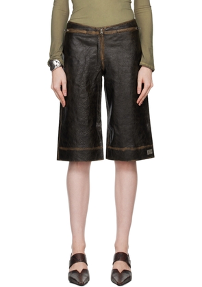 KNWLS Brown SLK Leather Shorts