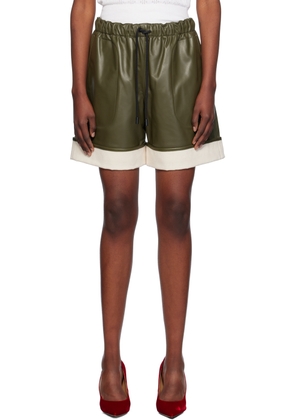 JW Anderson Green Contrast Hem Leather Shorts