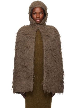 Rick Owens Brown Porterville Cape Jacket