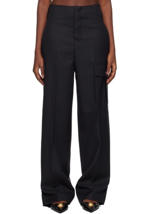 AMI Paris Navy Straight Fit Trousers