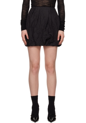 Juun. J Black Crinkled Drape Miniskirt