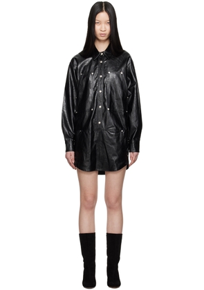 Isabel Marant Etoile Black Ayali Faux-Leather Minidress