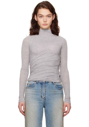 Juun. J Gray Waist Shirring Turtleneck