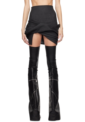 Rick Owens Black Porterville Draped Denim Miniskirt