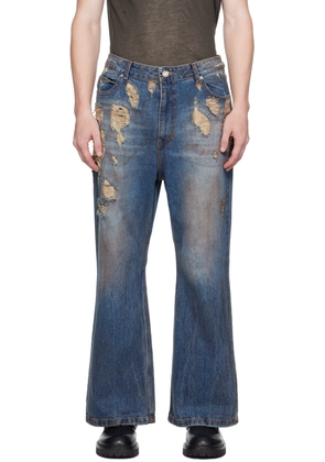 Juun. J Blue Oil-Washed Jeans