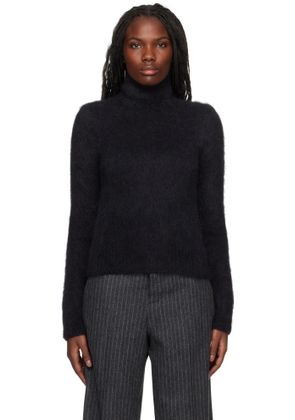 AMI Paris Black Alpaca Mohair Brushed Turtleneck