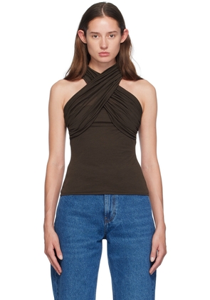AMI Paris Brown Draped Blouse