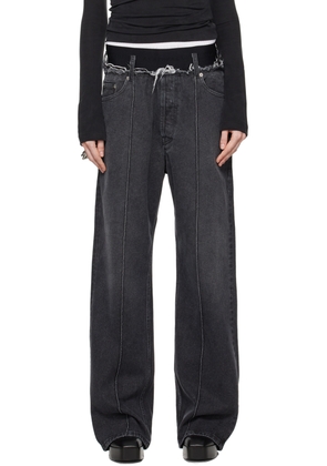 ALAINPAUL Gray Elasticated Jeans