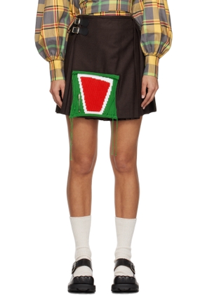 Charles Jeffrey LOVERBOY Brown Kilt Miniskirt