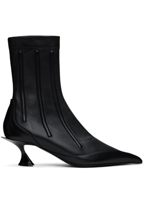 Mugler Black Boned Leather Fang 55 Ankle Boots