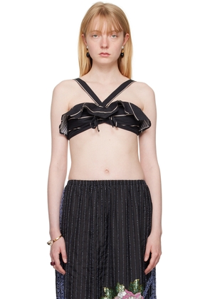 Bode Black Full Tide Stripe Bra