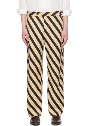 Bode Black & Beige Domino Stripe Trousers
