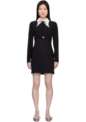 Versace Black Contrast-Collar Silk Crêpe Minidress