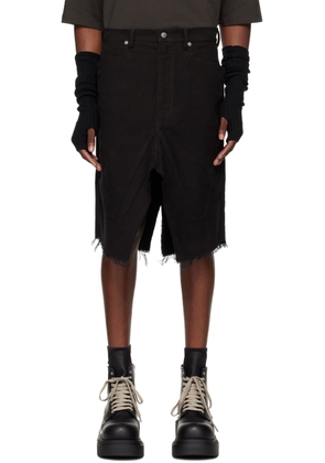 Rick Owens Black Porterville Slivered Denim Skirt