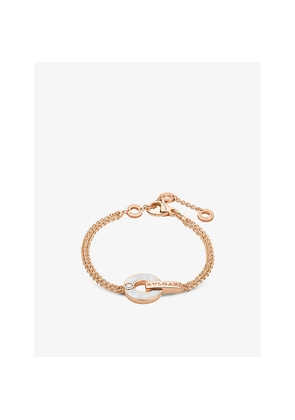 Bvlgari Bvlgari Openwork 18ct Rose-Gold, Mother Of Pearl, and 0.06ct Round Brilliant-Cut Diamond Bracelet