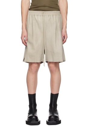 Rick Owens Gray Megablister Leather Shorts