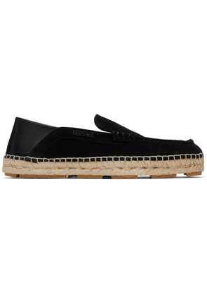 Versace Black Logo Suede Espadrilles
