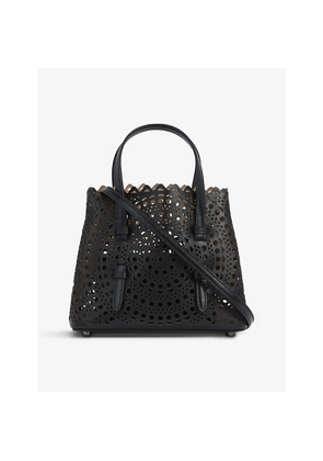 Womens Alaia Mina 20 Laser-Cut Leather Tote Bag