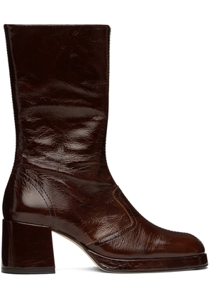 Miista Brown Cass Patent Boots