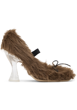 Simone Rocha Brown Faux-Fur Ballerina Heels