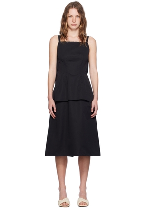 Jil Sander Black Square Neck Midi Dress