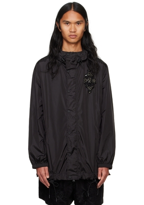 Simone Rocha Black Embellished Button Placket Parka