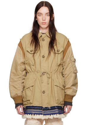 UNDERCOVER Beige Beaded Bomber Jacket