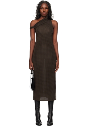 Courrèges Brown Houndstooth Twist Midi Dress