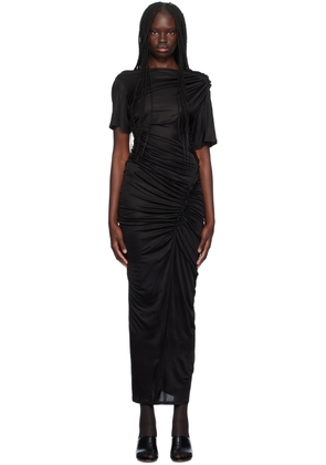 Atlein Black Asymmetric Maxi Dress