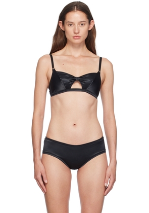 Yasmine Eslami Black Annabelle Satin Soft Bra