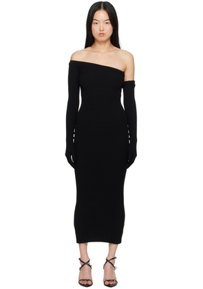 Jean Paul Gaultier Black Asymmetric Neck Maxi Dress