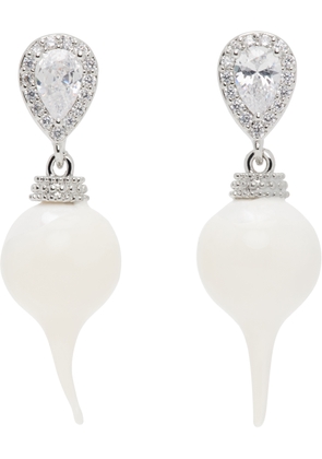 Ottolinger SSENSE Exclusive Silver & White Diamond Drop Earrings