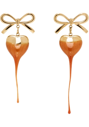Ottolinger Gold & Orange Bow Heart Earrings