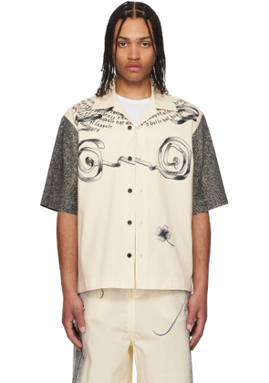 Jean Paul Gaultier Beige 'The Multi-Tattoo' Bowling Shirt