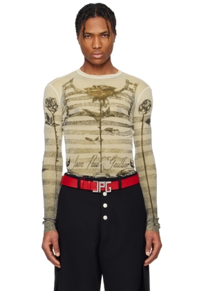 Jean Paul Gaultier Beige 'The Tattoo Marinière' T-shirt