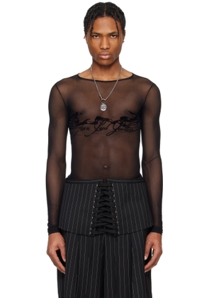 Jean Paul Gaultier Black 'The Flocked Tattoo Ruban' T-shirt
