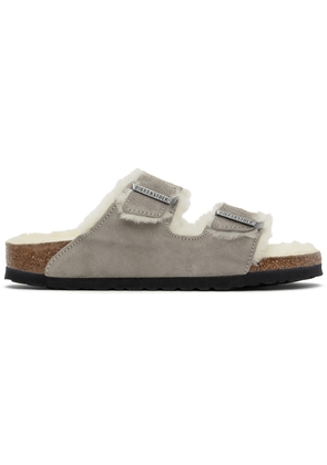 Birkenstock Gray Narrow Arizona Shearling Sandals