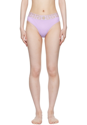 Versace Underwear Purple Greca Border Bikini Bottom