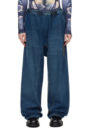 Y/Project Blue Pinched Logo Souffle Jeans