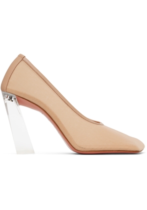 Amina Muaddi Tan Half Glass Pump Heels