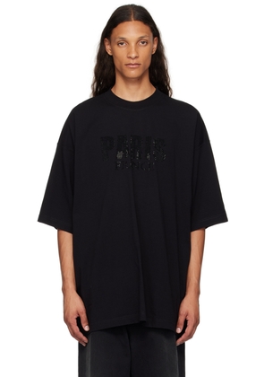 VETEMENTS Black 'Paris' Crystal-Cut T-Shirt