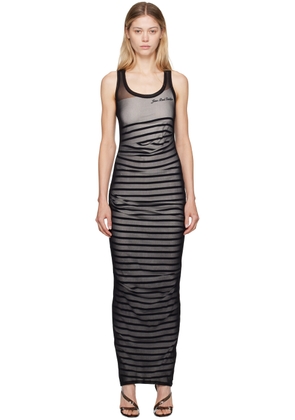 Jean Paul Gaultier Black & Navy 'The Bi-Material Marinière' Maxi Dress