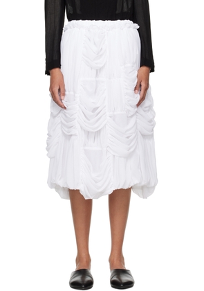 Comme des Garçons Comme des Garçons White Ruched Midi Skirt